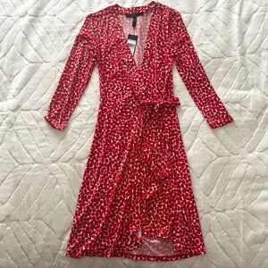 NWT BCBG MaxAzria Red and White Wrap Dress Size XS